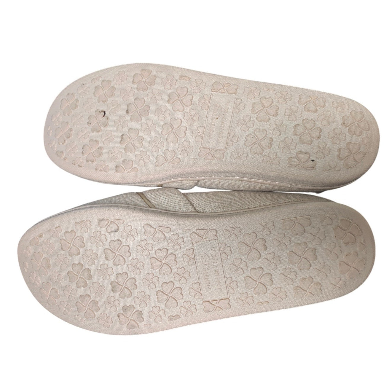 HomeTop Womens 9 Tan Soft Memory Foam Polycotton Slide On Loafer Slipper Shoes
