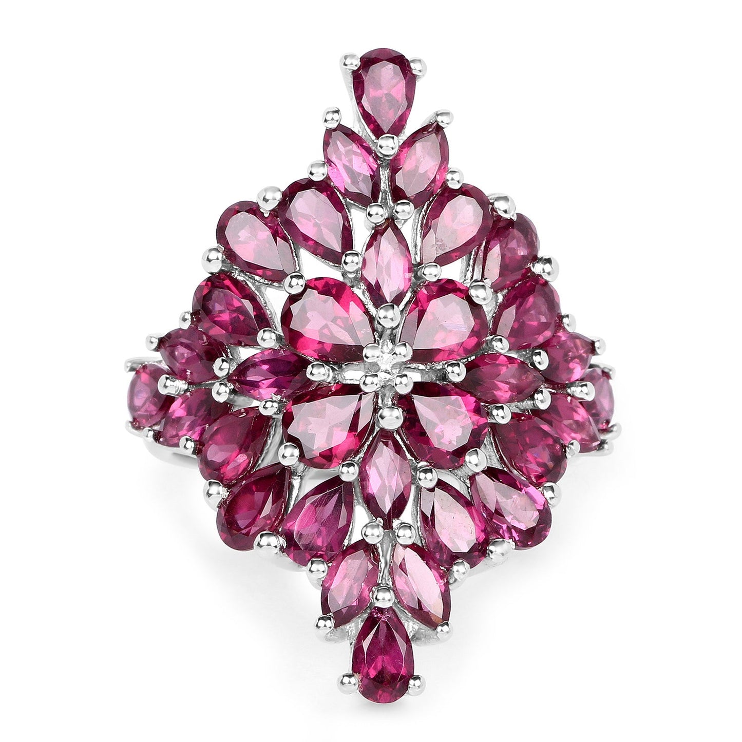 7.52 Carat Genuine Rhodolite .925 Sterling Silver Ring