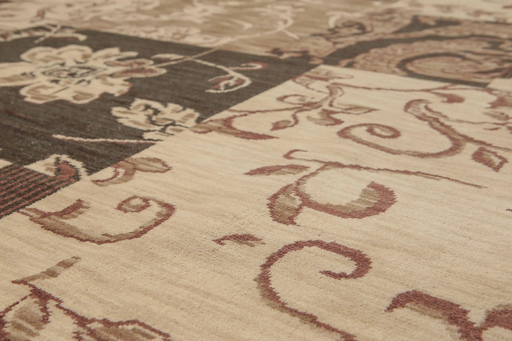 7' x 10' Hand Knotted Botanical Print 100% Wool Area rug Beige-5
