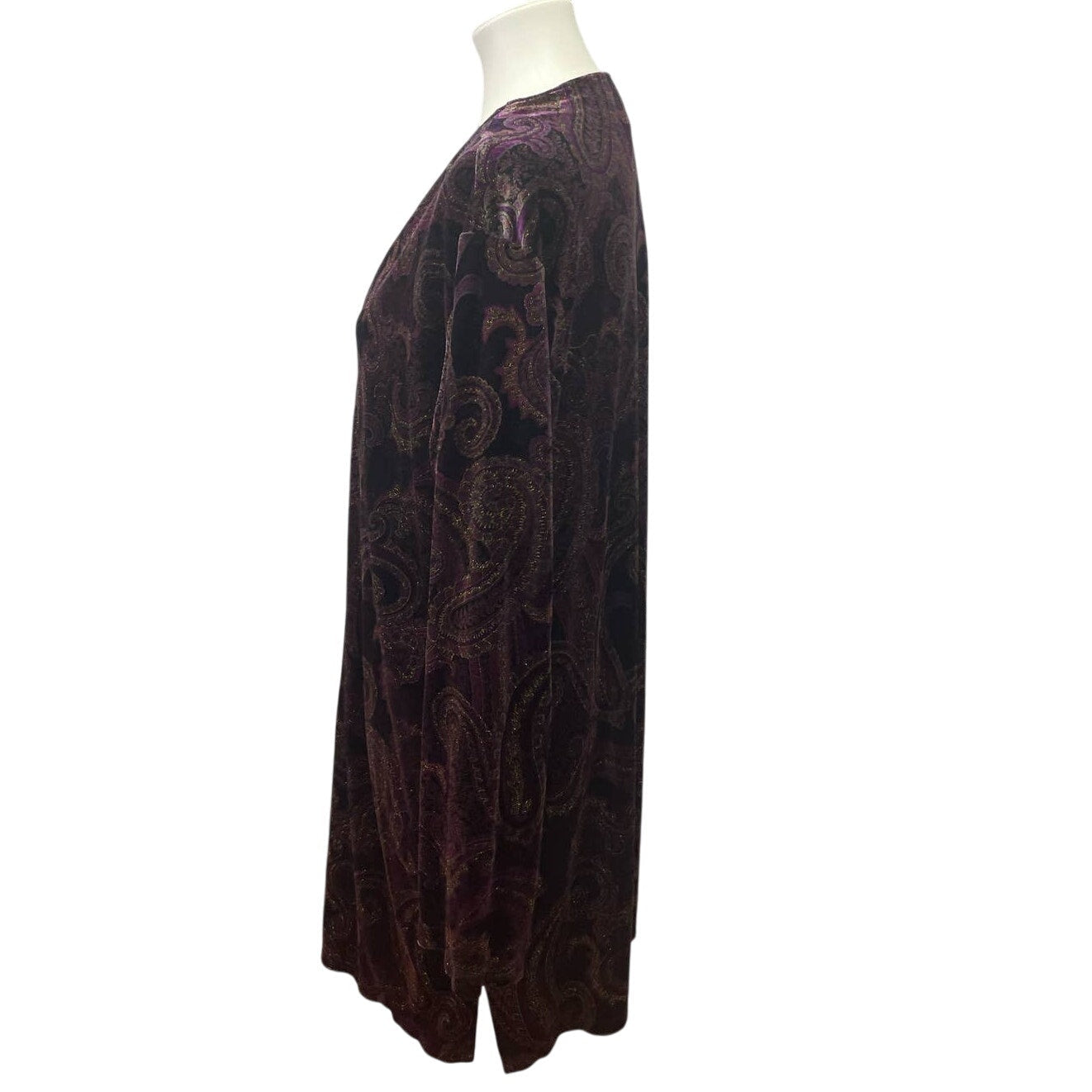 Mirasol XL Polyester Blend Velour Glitter Paisley Long Sleeve One Button Jacket