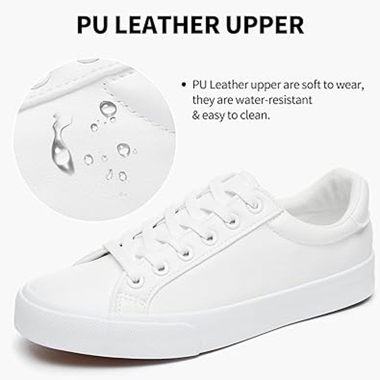 New Sernial Womens Size 7 White Faux Leather Lace Up Basic Tennis Athletic Shoes