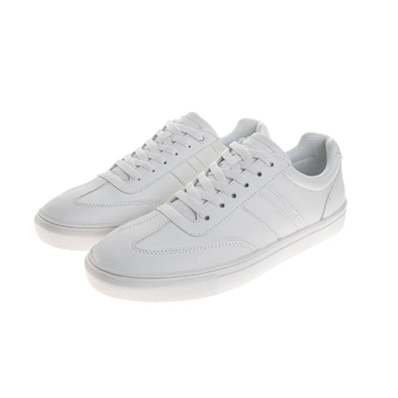 Perry Ellis Mens Size 12 White Faux Leather Lace Up Low Top Sneaker Shoes