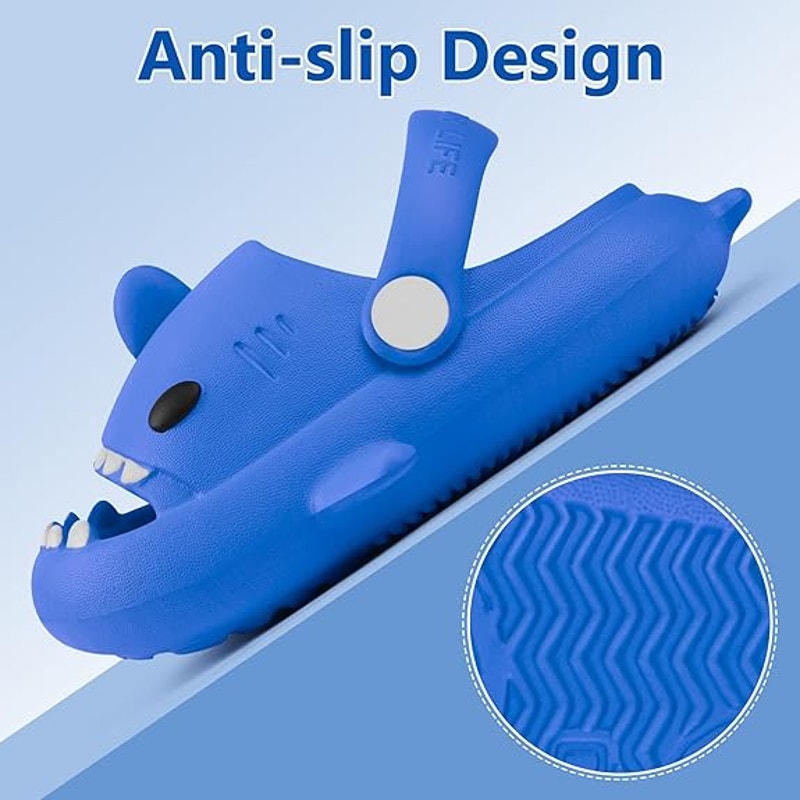 Lakige Toddler Boys Size 11 Blue Shark Cloud PVC Clog Slide On Sandal Shoes