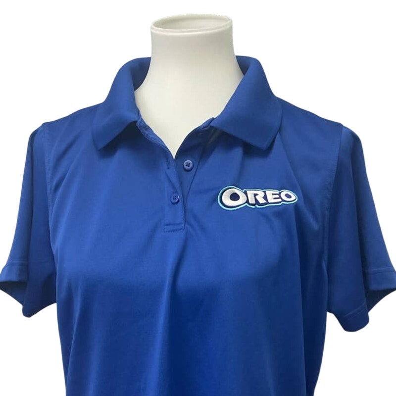 CornerStone Womens Large Blue OREO Short Sleeve Collared Polyester Polo Shirt