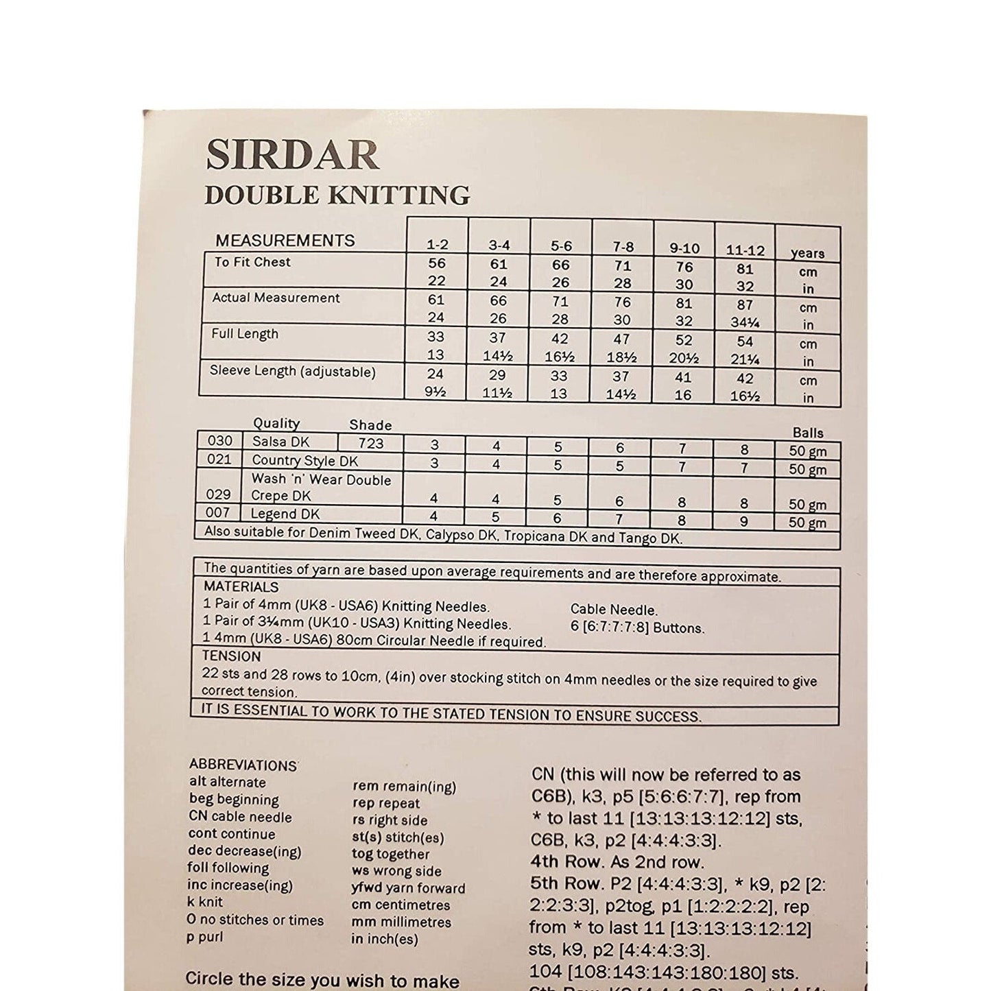 New Sirdar 4275 Salsa Double Knitting Child Jacket Cardigan Sweater Pattern