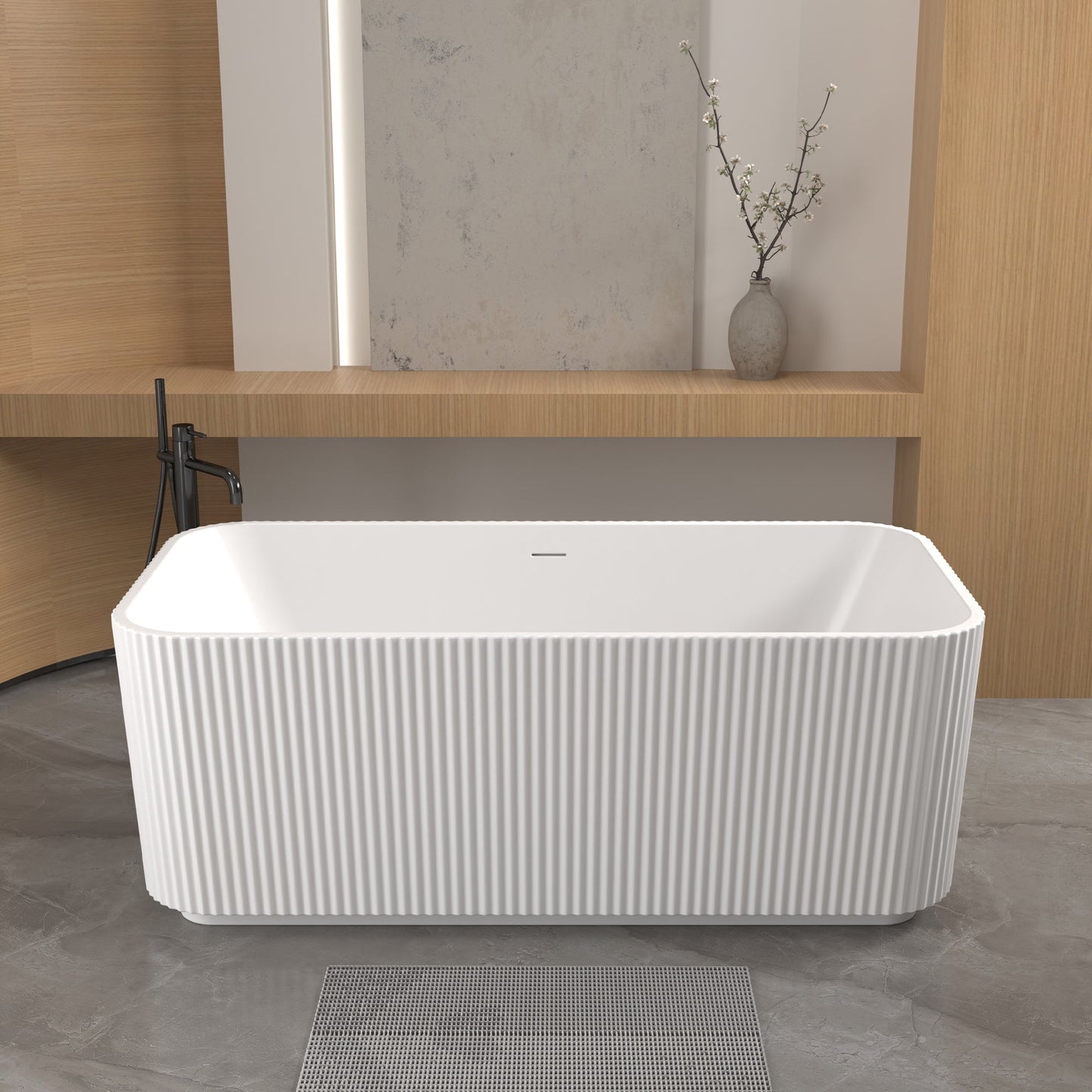 59" Rectangle Linear Acrylic Freestanding Bathtub