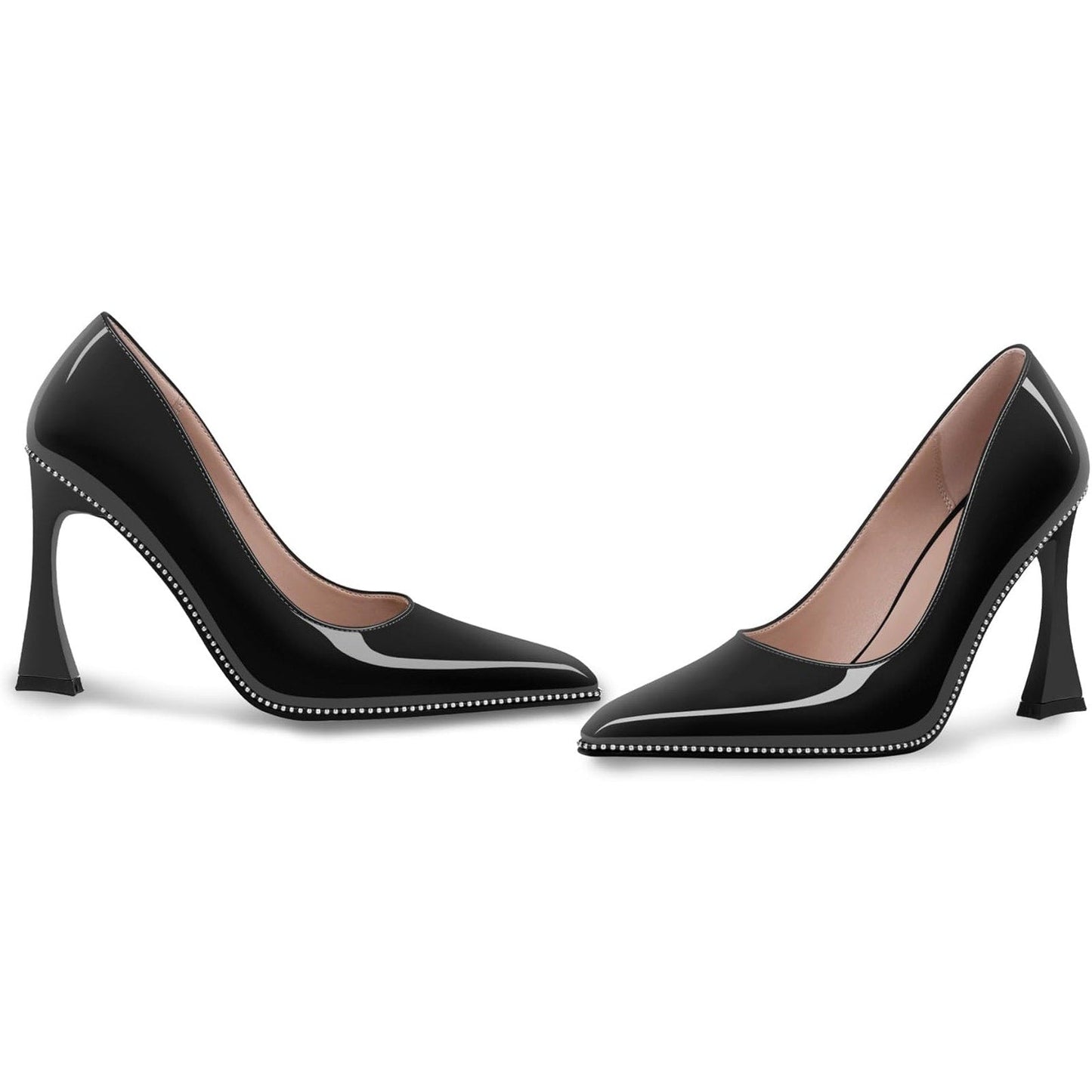 Odetina Womens Size 8.5 Black 4" Heels Closed Pointed Toe Slip On Pumps Shoes