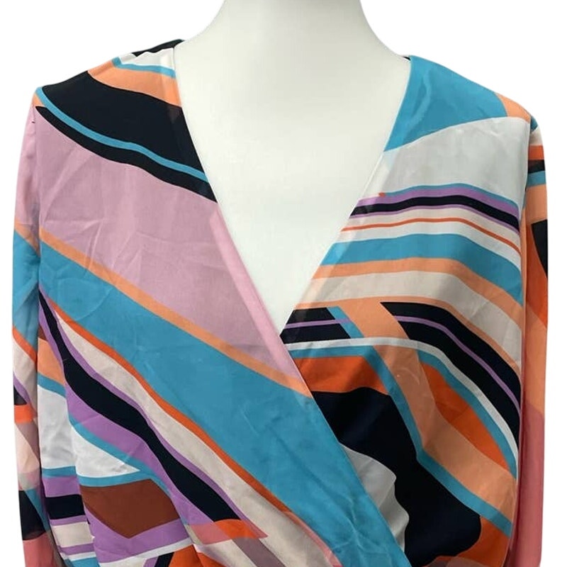 Bar III Womens Medium Long Sleeve Ruched Wrist Gathered Waist Mod Stripe Top