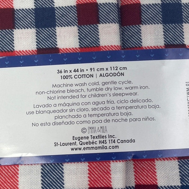 1 YD New Emma & Mila 36" X 44" USA Red White Blue Gingham Quilting Cotton Fabric