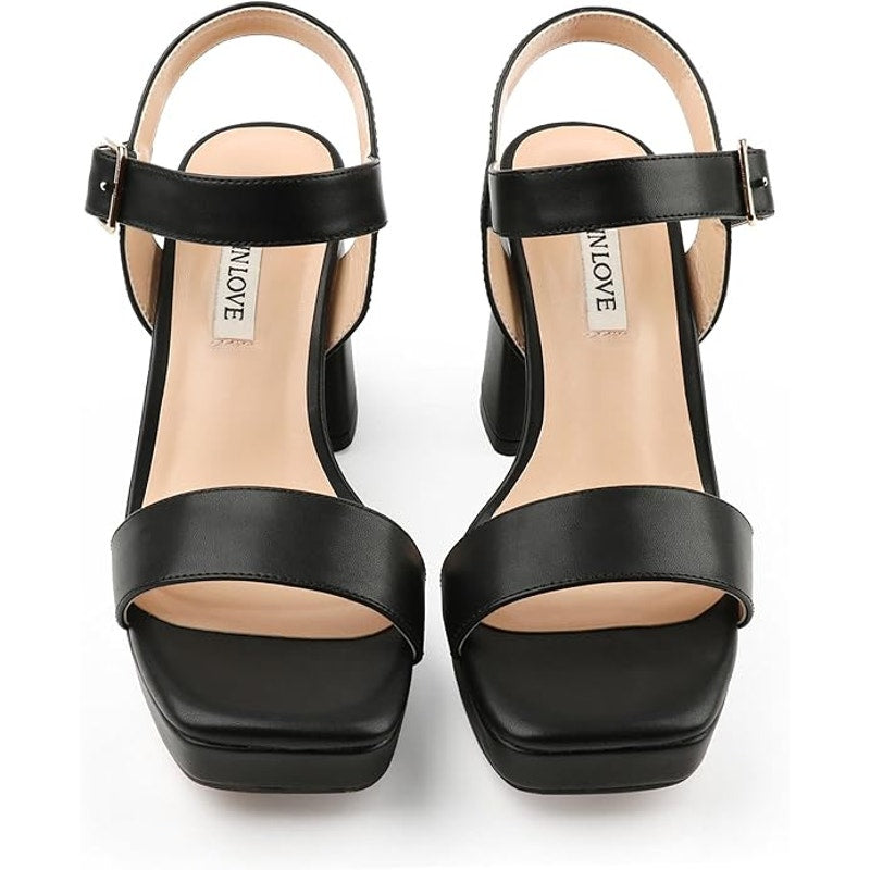JOY IN LOVE Womens Size 9 Black 3.5" Heel Open Round Toe Ankle Strap Shoes