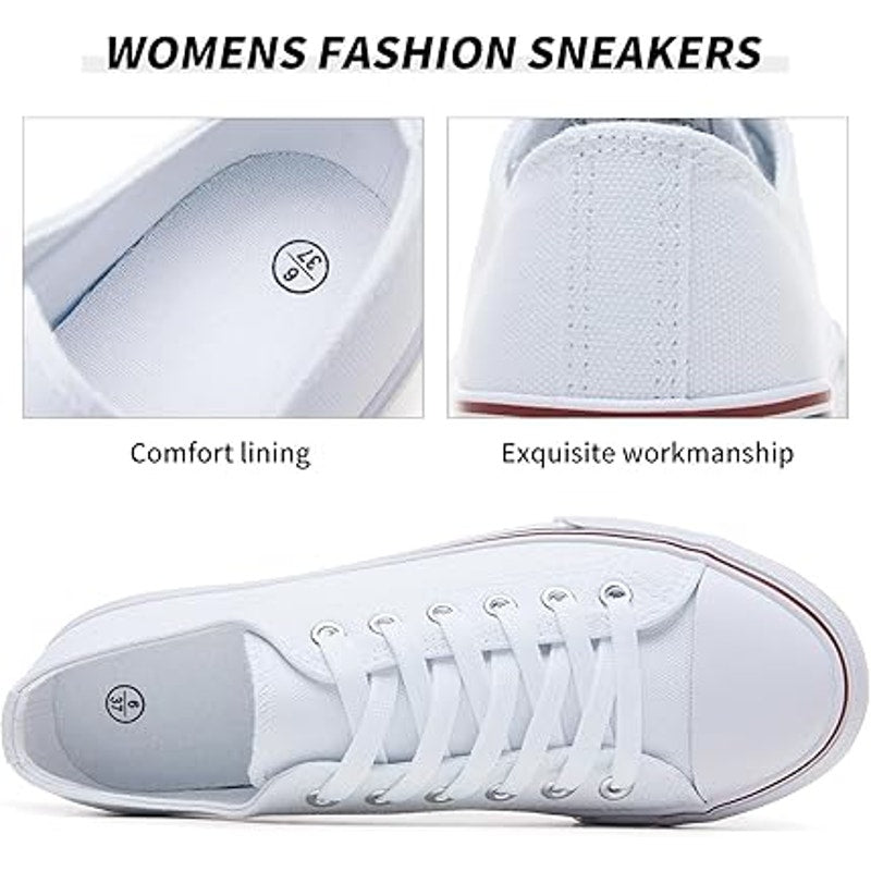 New Fracora Womens Size 11 White Canvas Lace Up Classic Sneaker Low Top Shoes