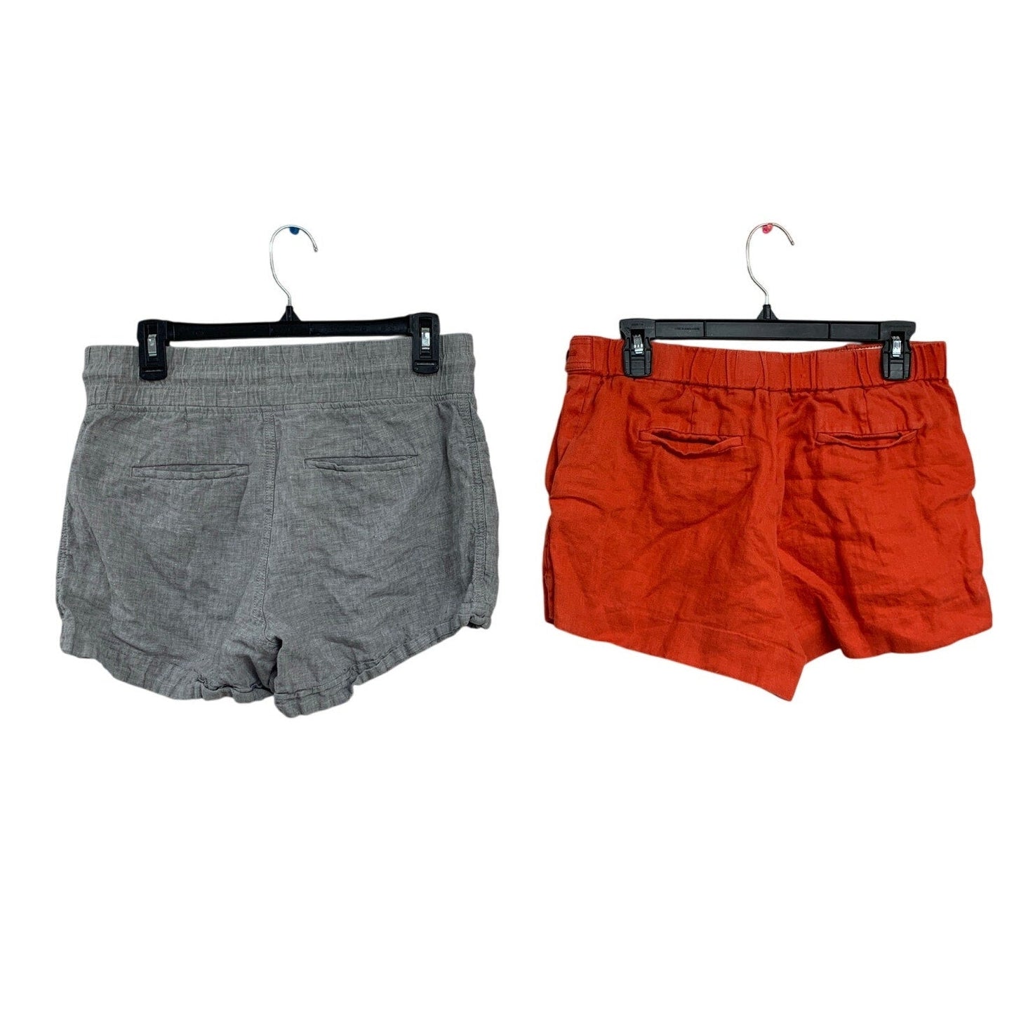 Lot of 2 Athleta J Crew Womens Size 6 8 Linen Elastic Drawstring Waist Shorts