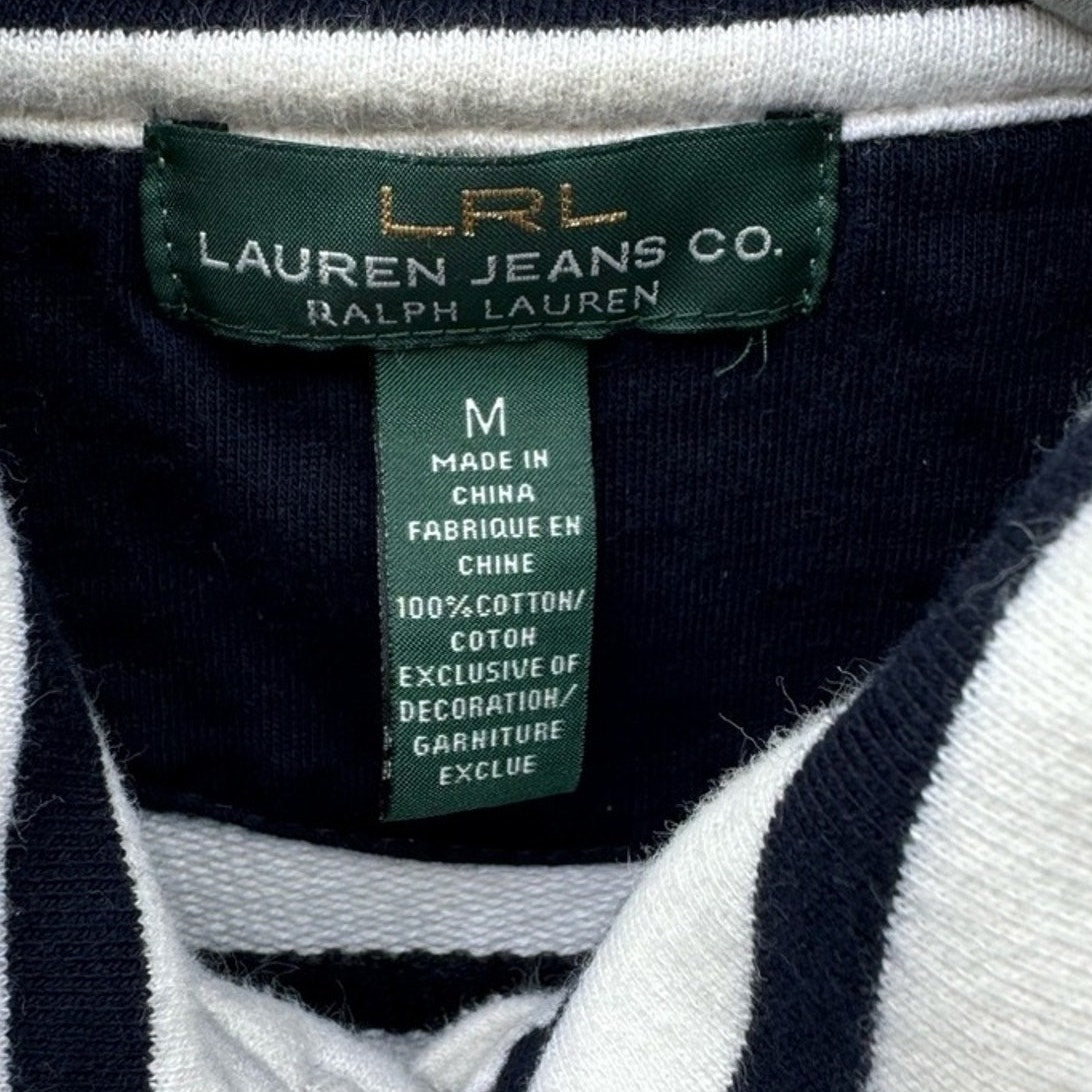 Lauren Ralph Lauren Womens Medium Navy Striped Long Sleeve Button Up Jacket
