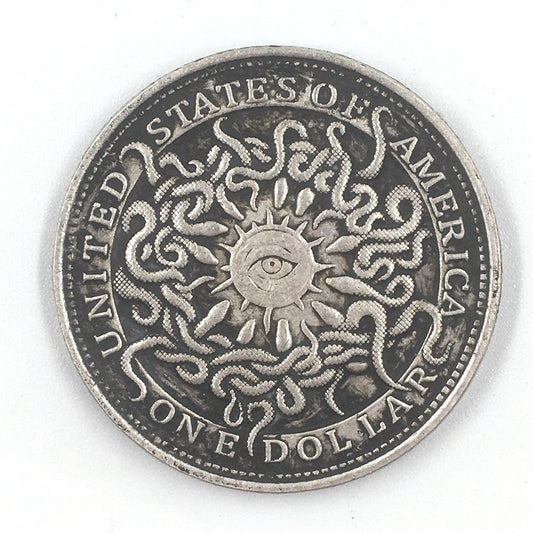 Deep Relief American Insect Skull Silver Dollar