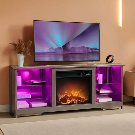 Fireplace TV Stand 18 Inch Electric Fireplace Gray-0