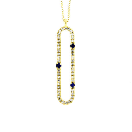 Diamond Sapphire Fashion Pendants 14KT Yellow Gold