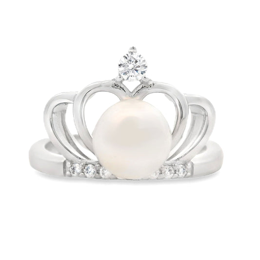 Genuine FW Pearl Cubic Zirconium Ring Sterling Silver