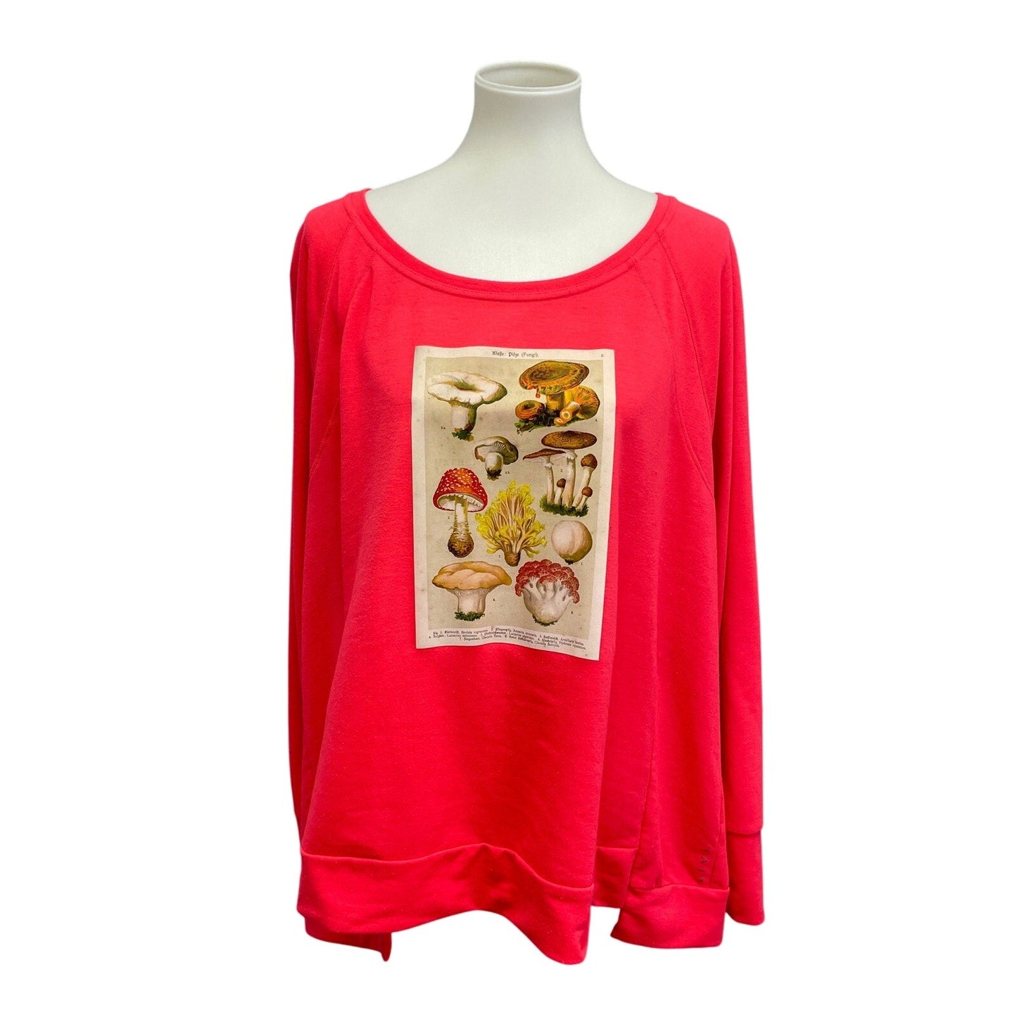 Hand Printed Upcycled Plus Size 26/28 3X Vintage Reference Book Mushroom Top