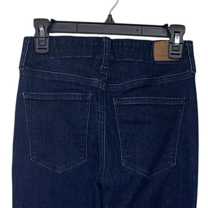 New American Eagle Women Size 4 Super High Rise Flare Dark Ash Denim Blue Jeans