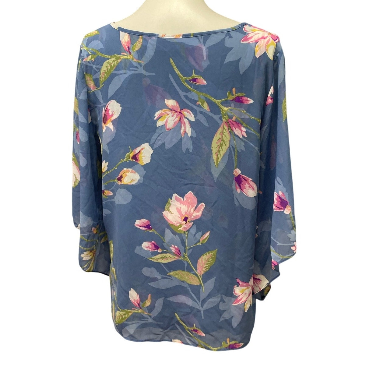 Belle Kim Gravel Womens Medium Half Flowy Sleeve Floral Polyester Lined Blouse