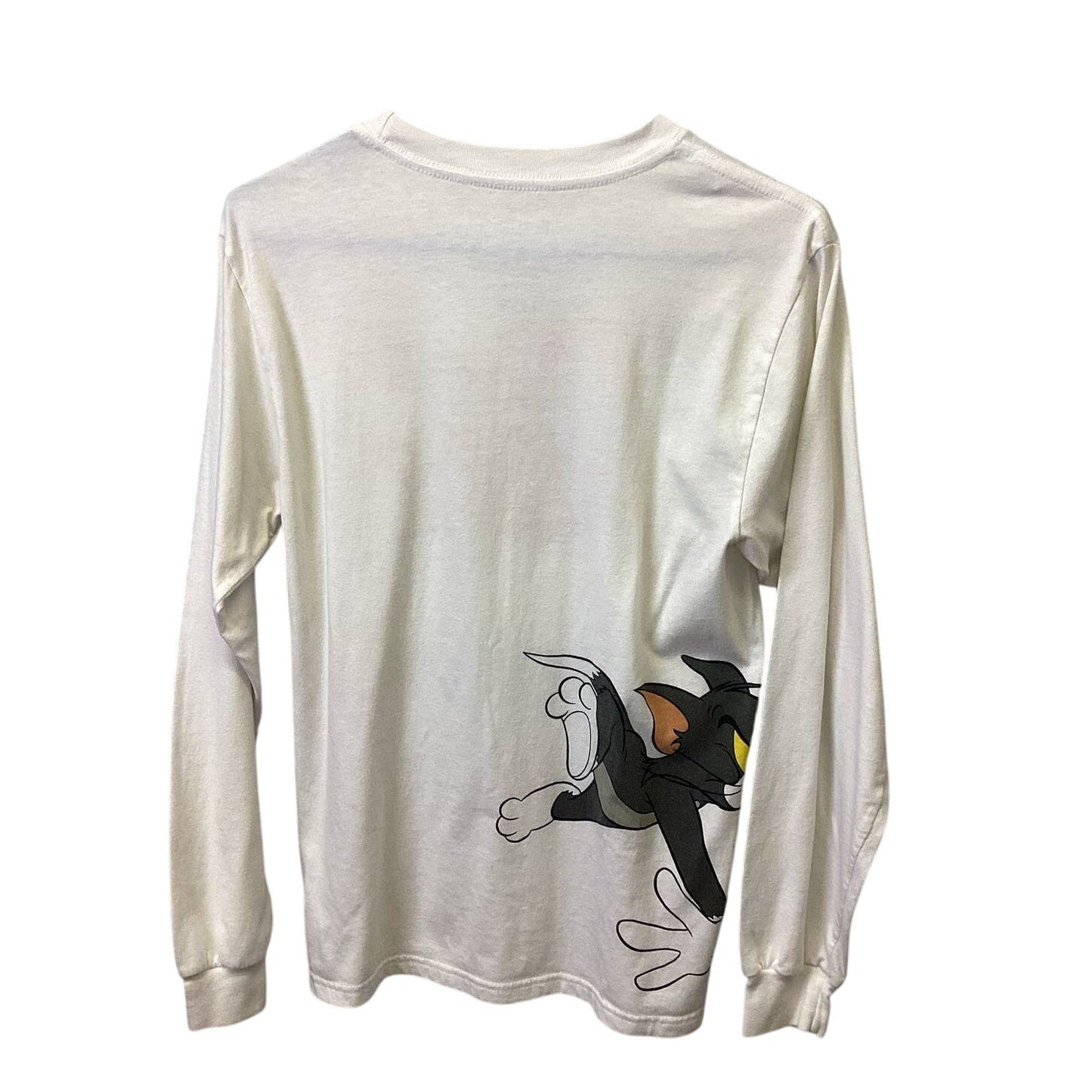 Hanna Barbera Tom and Jerry Small Long Sleeve Cotton Blend Crew Neck Tee Shirt