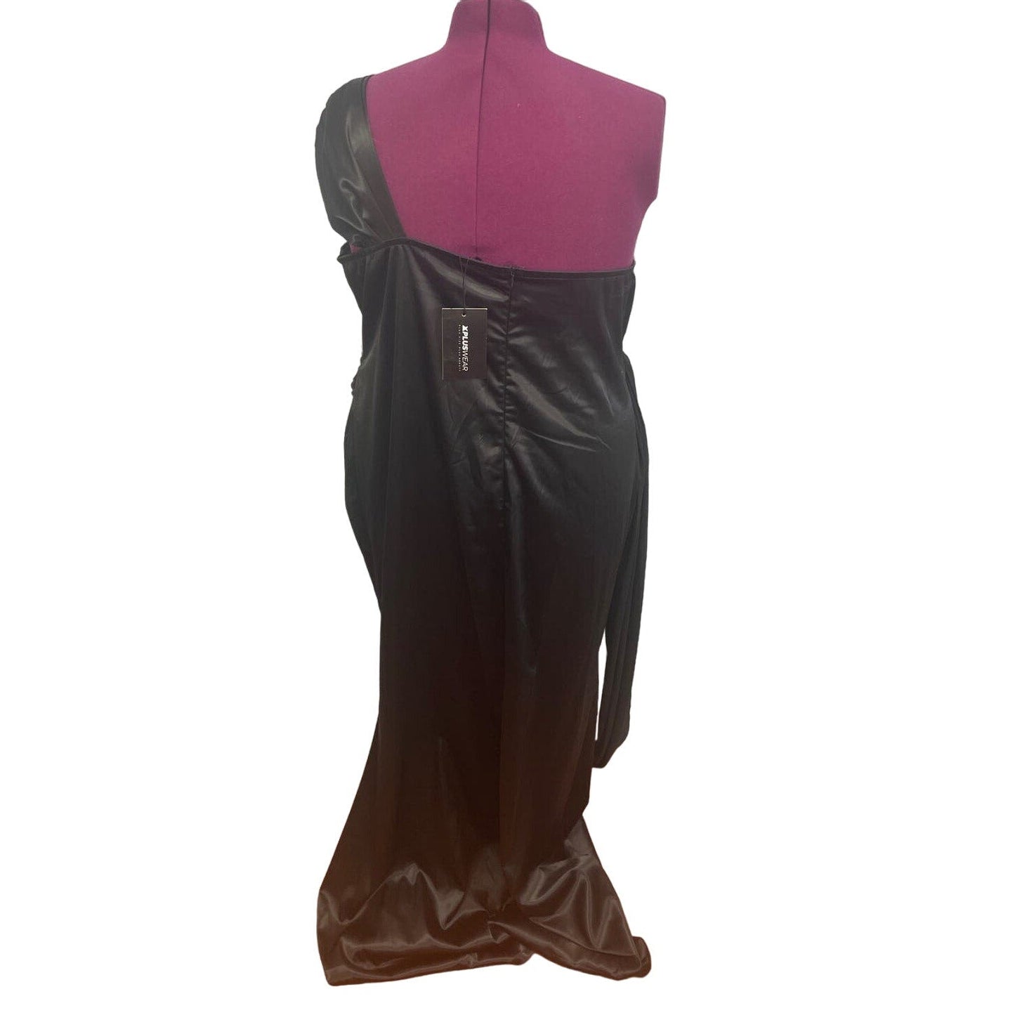 New XPlusWear 4X One Shoulder Beaded Metail Chain Formal Special Event Dress