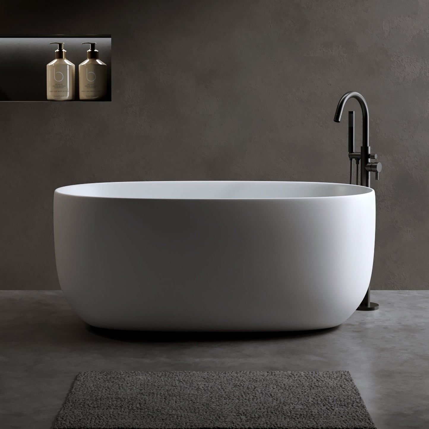 LILYA 47'' Independent Solid Surface Resin Stone Bathtub