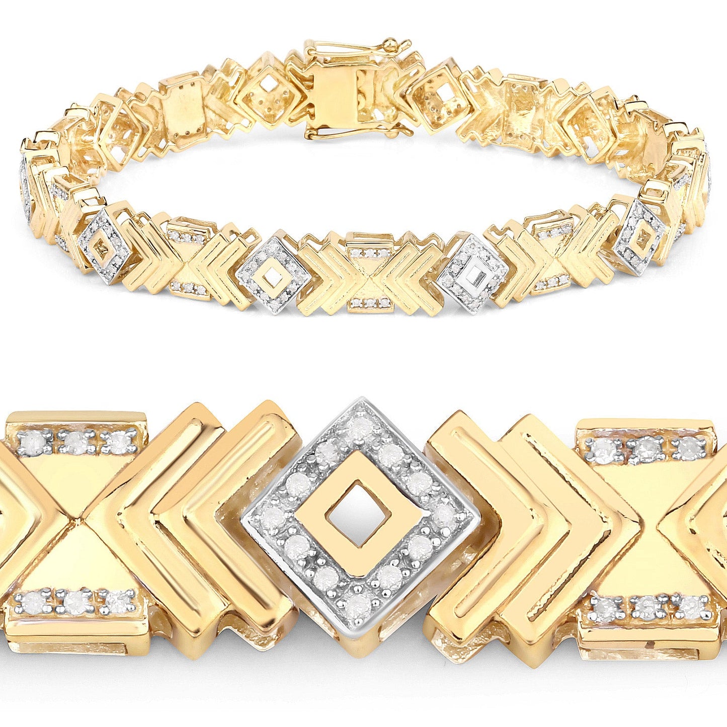 0.98 Carat Genuine White Diamond .925 Sterling Silver Bracelet