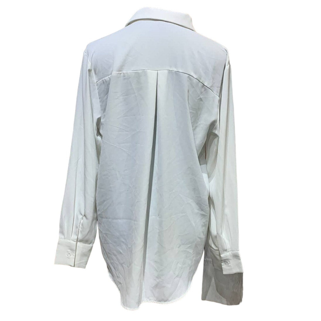 New Spring Season Womens Large Long Sleeve Polyester Button Down Career Blouse