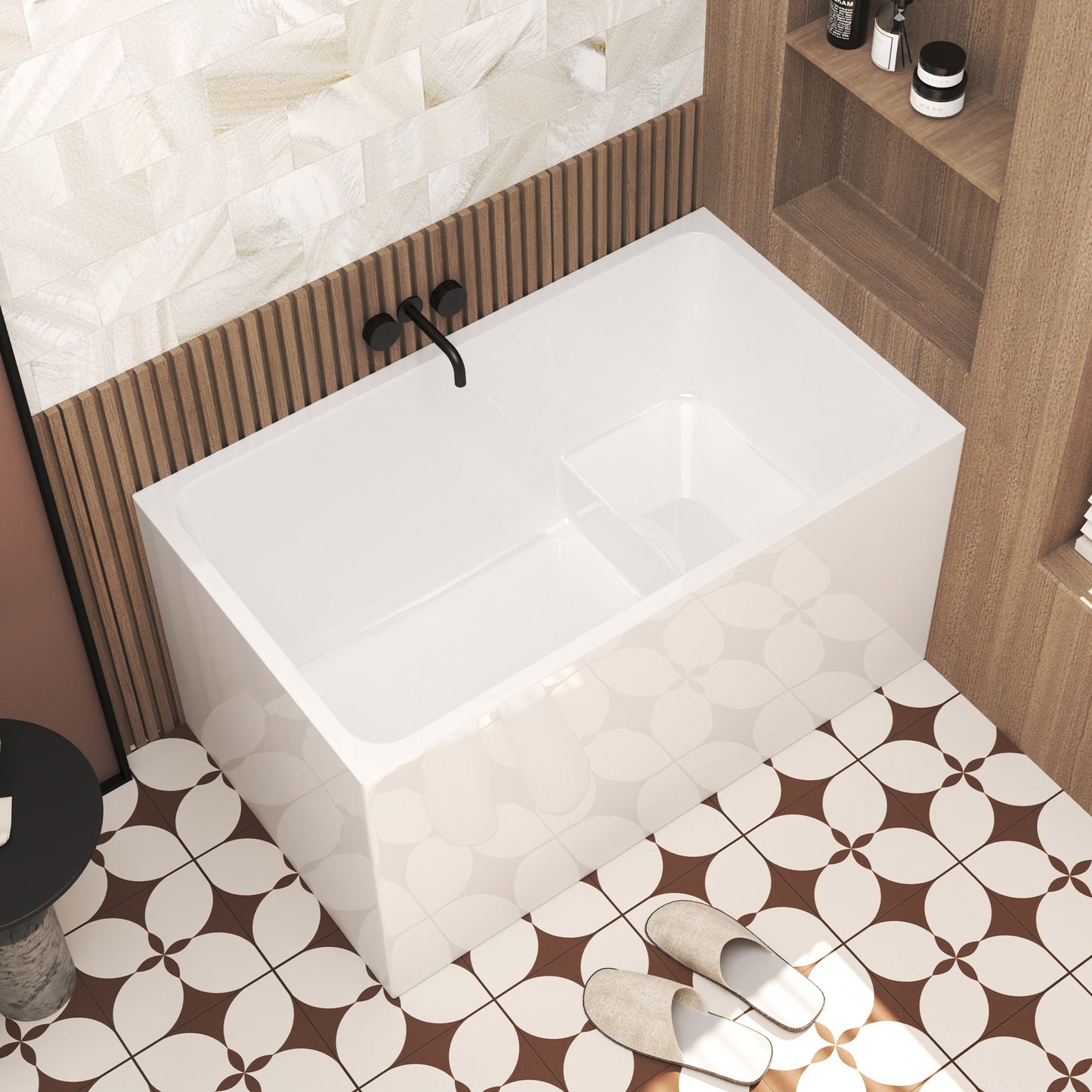 47" Acrylic Freestanding Bathtub with Seat