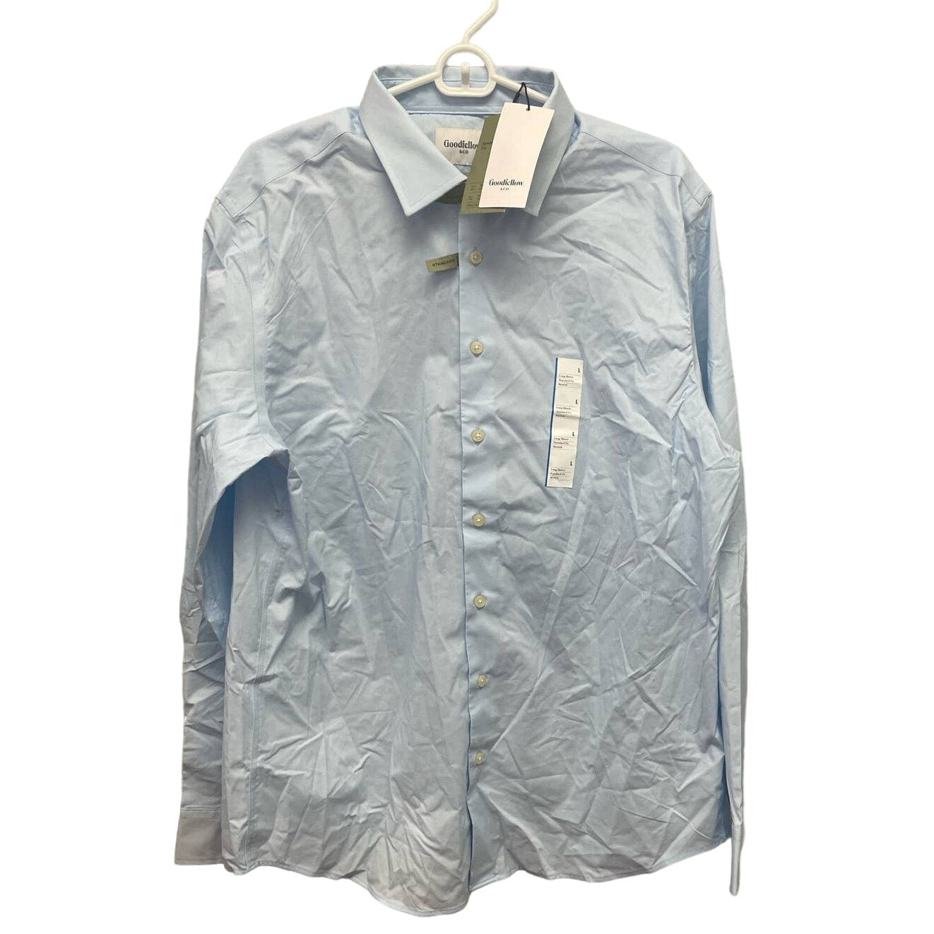 New NWT Mens Large 16-16.5 Collar Long Sleeve Button Up Standard Fit Dress Shirt