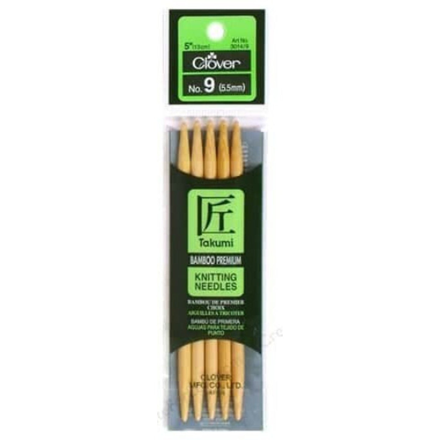 New Clover Bamboo Knitting Needle Double Point 5 in. Size 9 (5.5mm) 5 pc.
