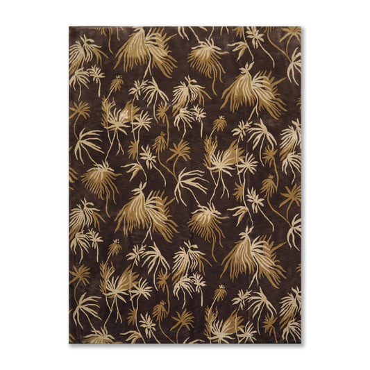 9' x 12'Tibetan Hand Knotted Botanical Designer Wool Modern Area Rug Coffee-0