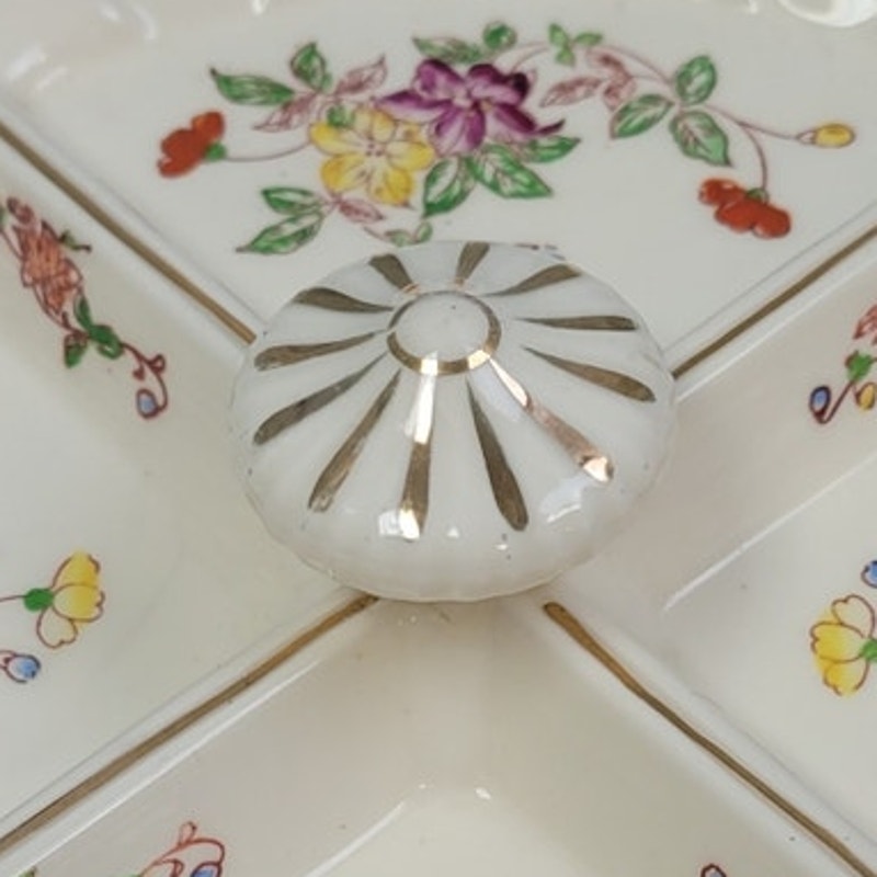 Vintage Made In Japan Floral Fine China Hand Painted Divided Plate Dish