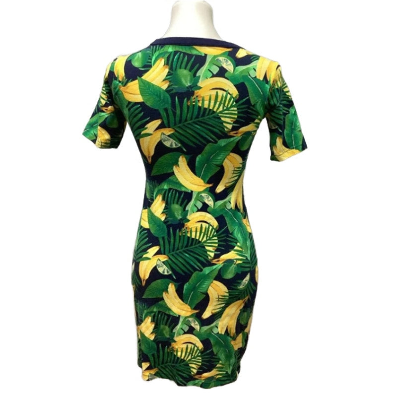 Old Navy Womens XS Banana Lime Fern Body Con Cotton Blend Knee Length Dress