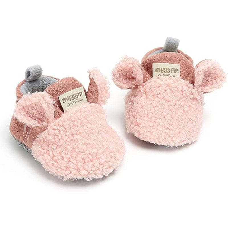 MYGGPP Baby Girls 6-12 Months Pink Fuzzy Booties Slippers Indoor Shoes
