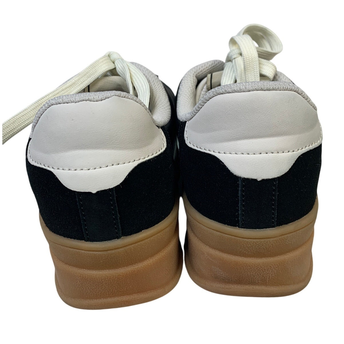 Lucky Step Womens 8 Black 1.5" Platform Sneakers Lace Up Round Close Toe Shoes