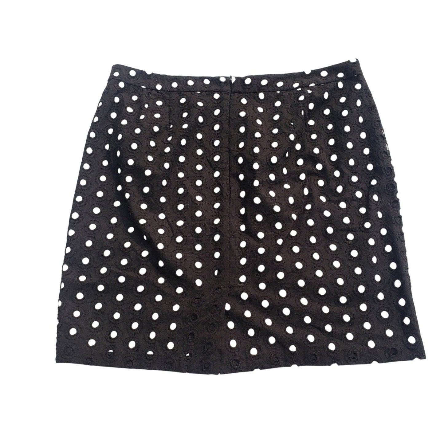 Ann Taylor LOFT Womens Size 6 Black White Eyelet Lace PolkaDot Mini Pencil Skirt