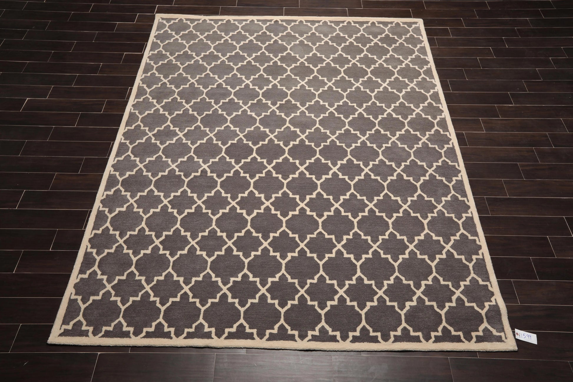 8 x 10 Handmade 100% Wool Traditional Oriental Area rug Modern Gray & Ivory-2