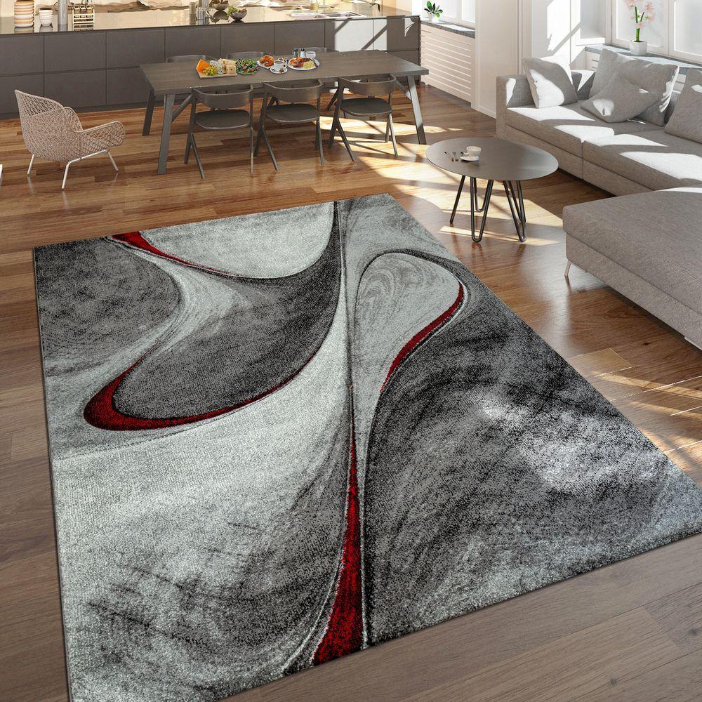 Abstract Living Room Rug Brilliance Collection - Grey Red Black-0