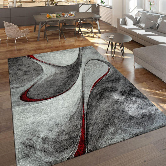 Abstract Living Room Rug Brilliance Collection - Grey Red Black-0