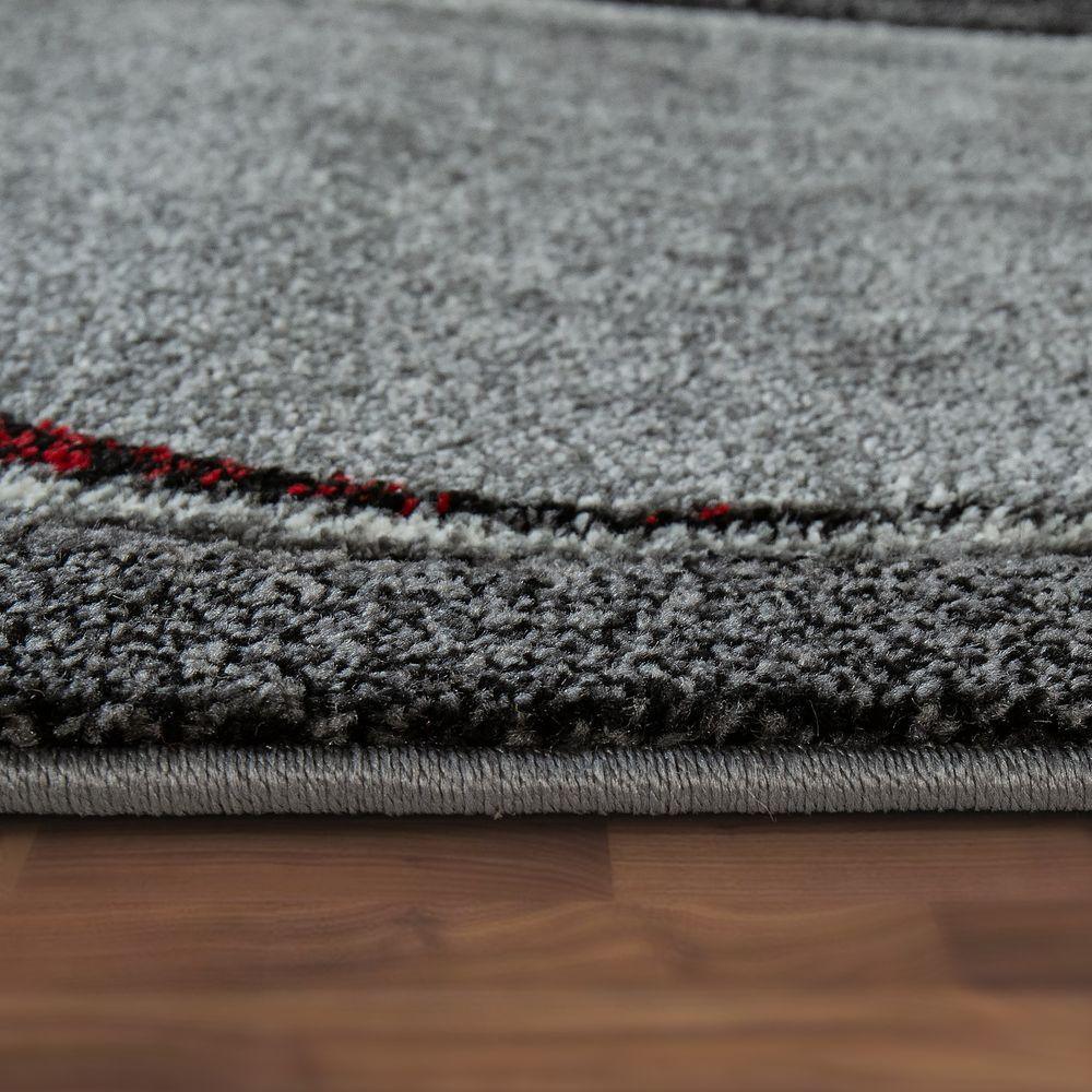 Abstract Living Room Rug Brilliance Collection - Grey Red Black-1