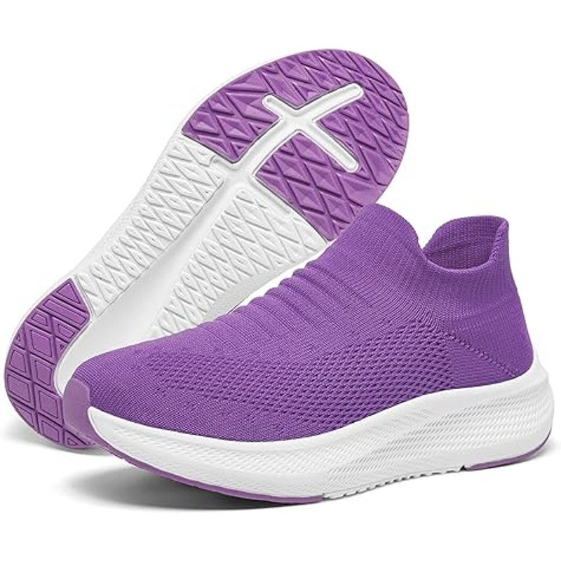 Shulook Womens Size 10.5 Purple Mesh Slip On Breathable Comfort Walking Shoes