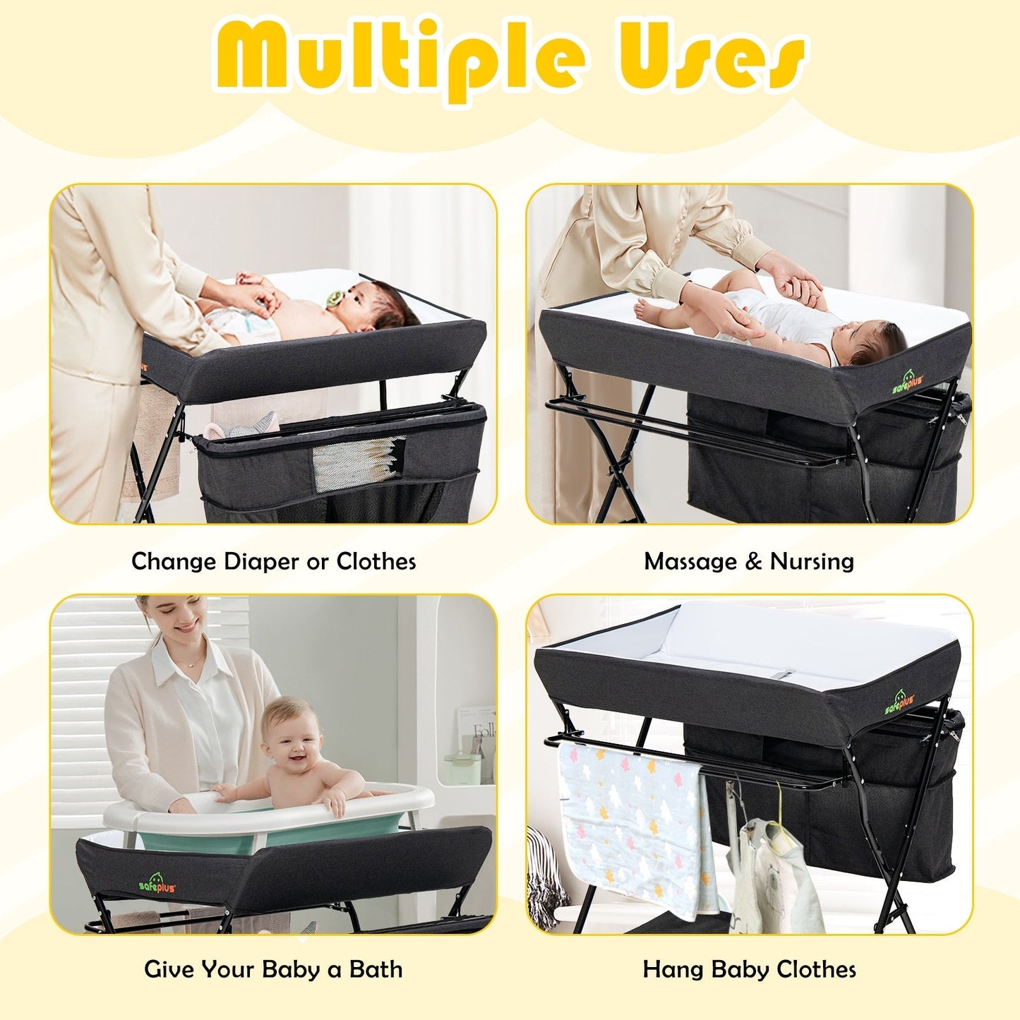 Portable Adjustable Height Newborn Nursery Organizer with