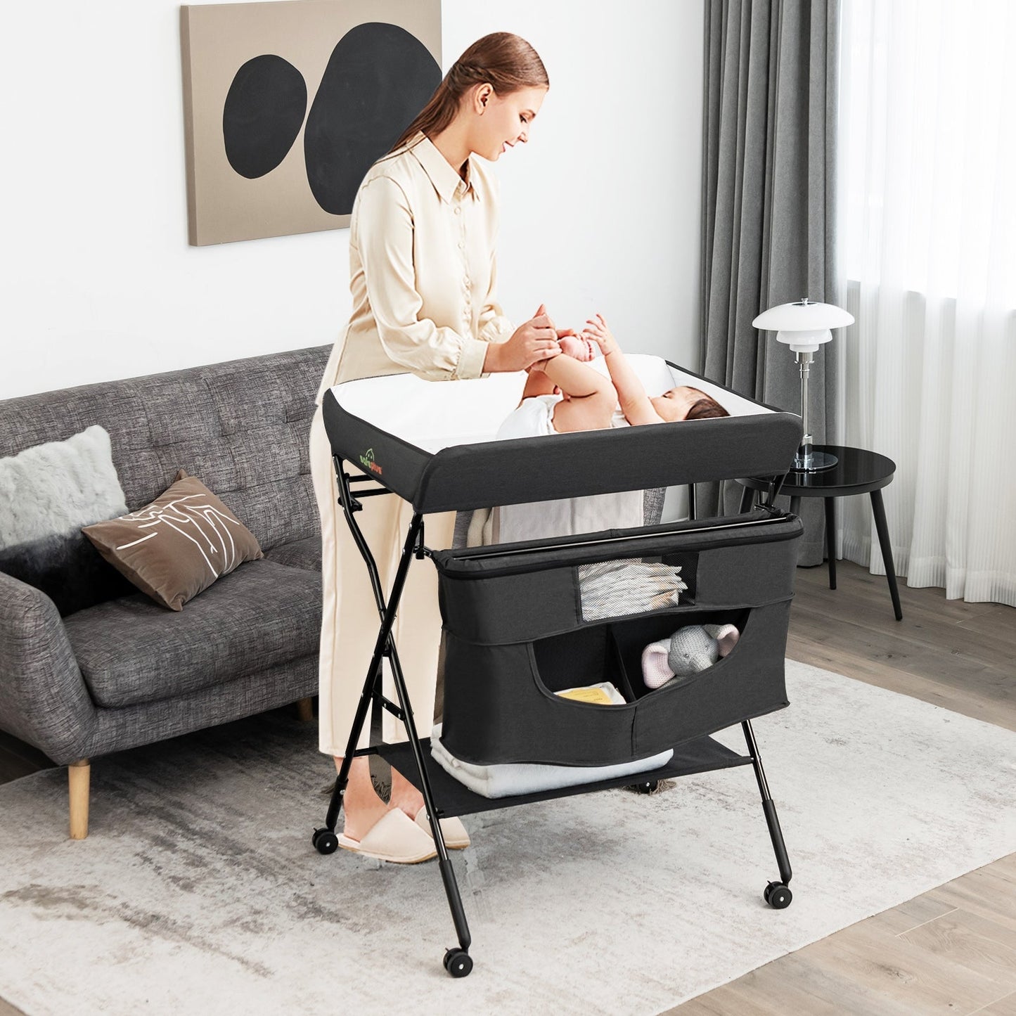 Portable Adjustable Height Newborn Nursery Organizer with
