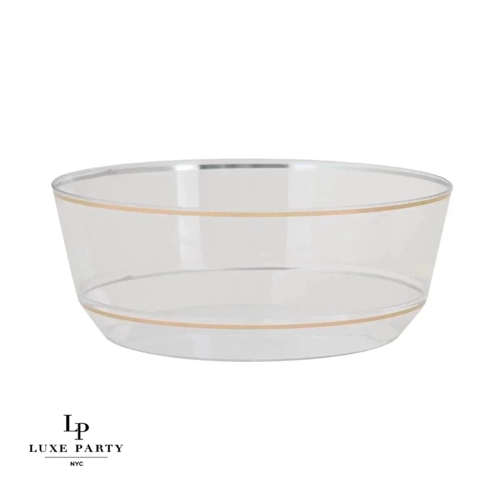 14 Oz. Round Clear and Gold Glitter Plastic  Soup Bowls | 10 Pack