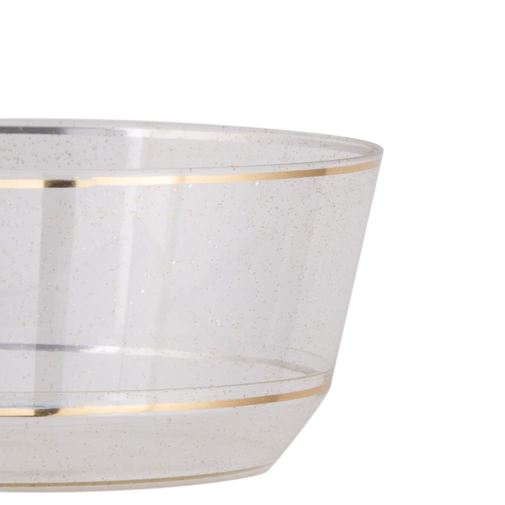 14 Oz. Round Clear and Gold Glitter Plastic  Soup Bowls | 10 Pack