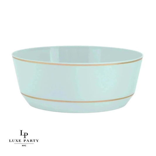 14 Oz. Round Mint Green and Gold Plastic Soup Bowls | 10 Pack