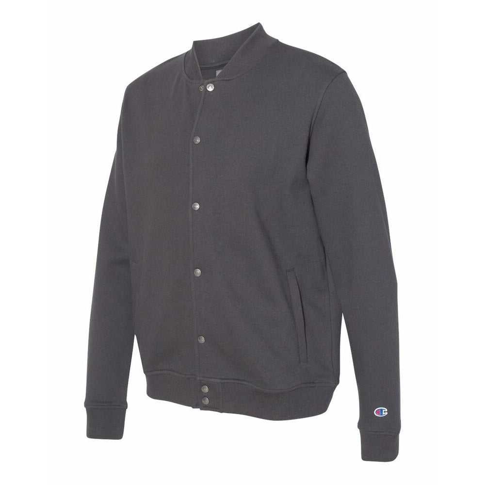 New Champion Mens XL Charcoal Gray Snap Up PolyCotton Athletic Bomber Jacket