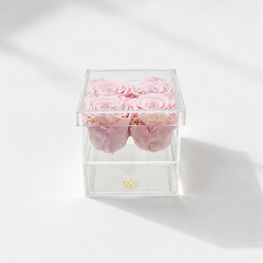 Acrylic 4 Drawer Box | Light Pink Roses